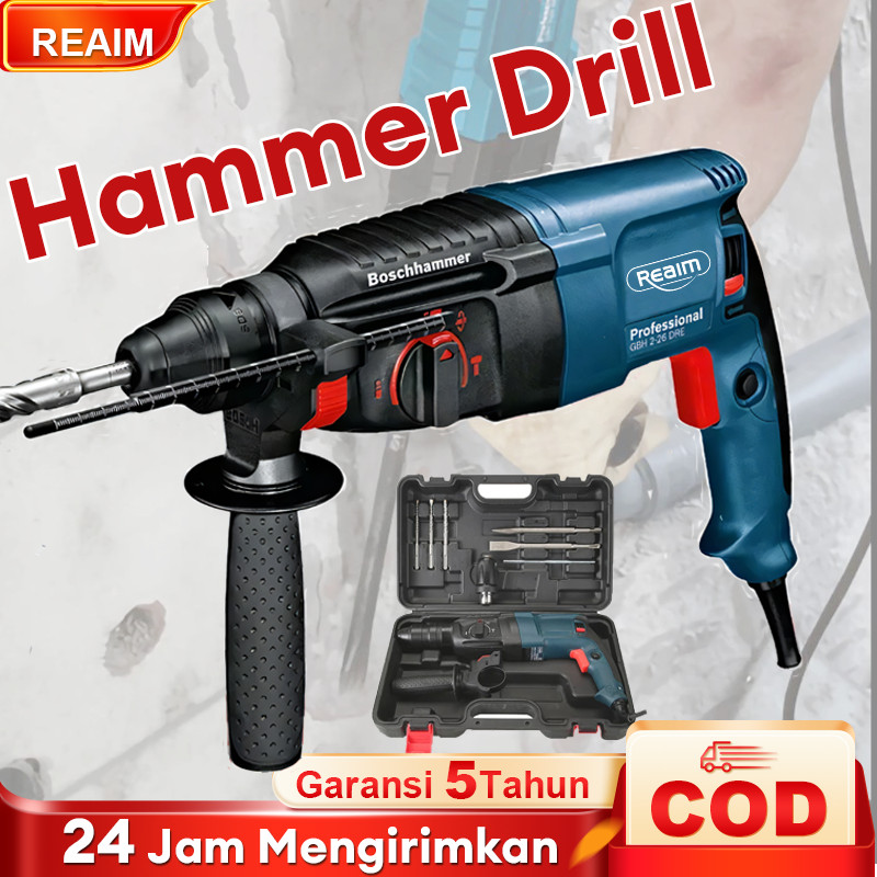 Bor Hammer Drill REAIM Hammer Drill 3 Mode Mesin Bor drill beton hammer drill bobok beton