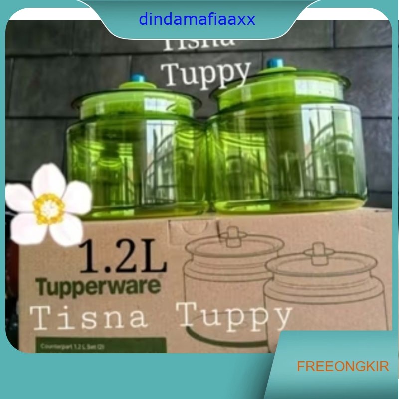 counterpart 1.2 liter hijau dapat 2 pcs free box toples tupperware