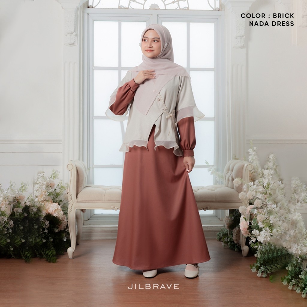 JILBRAVE Nada Dress Gamis Outer Feminine Set Couple Keluarga Sarimbit Lebaran Denada Series One