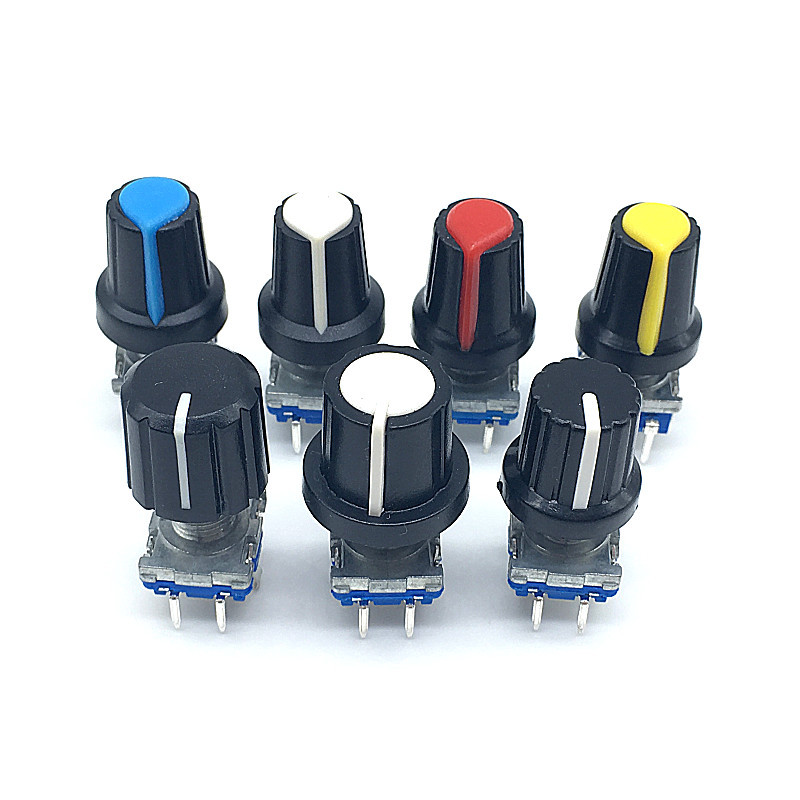5sets Rotary encoder code swit EC11 auo gital with push button swit 5Pin handle length 15mm with  kn