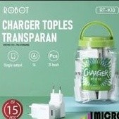 ( 1 TOPLES ISI 15 PCS ) - adapter batok cas casan robot 1 usb RT-K10 toples isi 15 pcs 1A garansi re