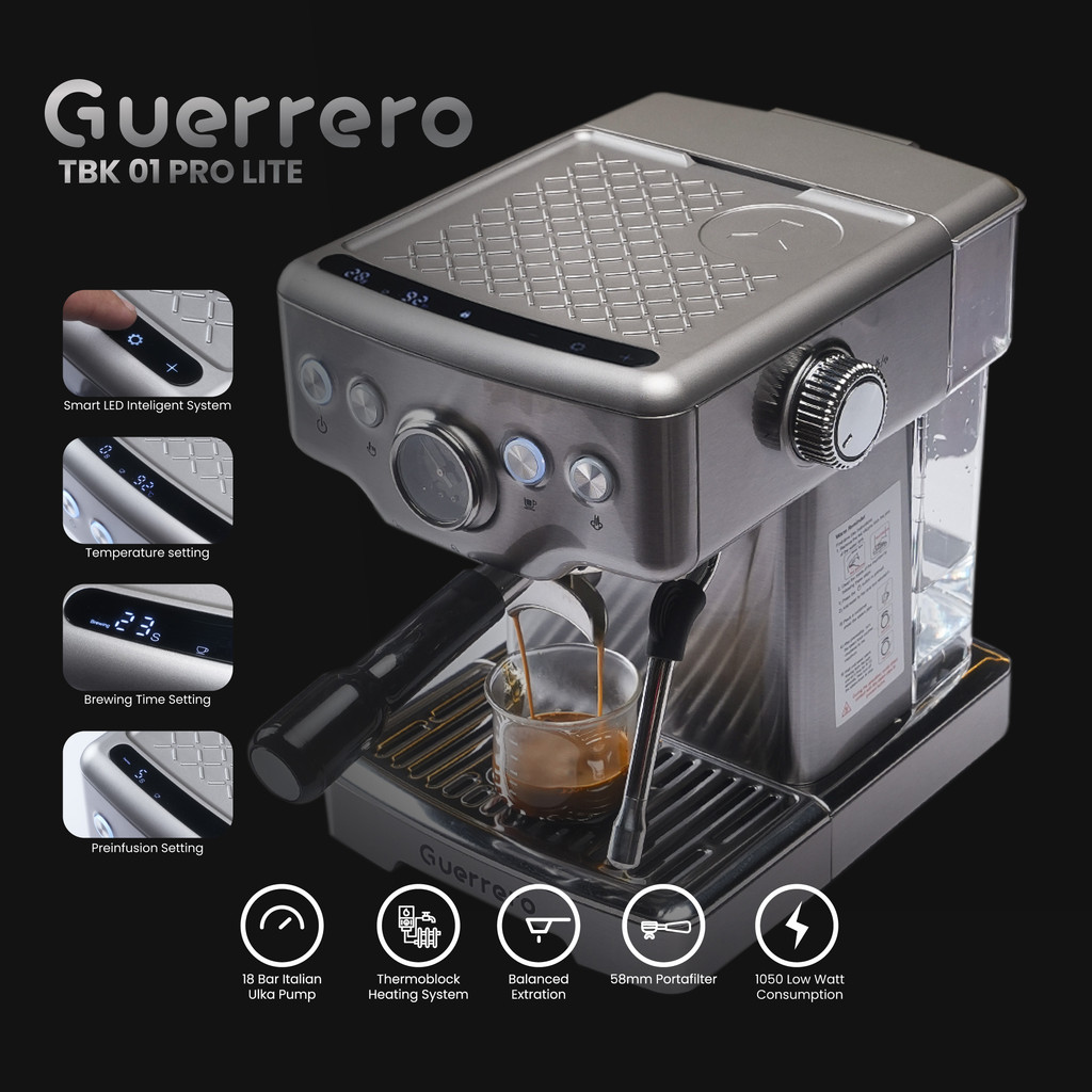 MESIN KOPI ESPRESSO - ESPRESSO MACHINE GUERRERO TBK01 PRO LITE DIGITAL PANEL 18 BAR