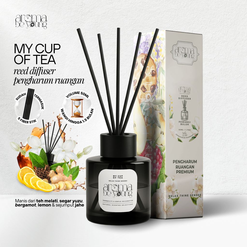 My Cup of Tea Reed Diffuser Aromatherapy Premium 50ml | Aroma Be Young Pengharum Ruangan Aromaterapi