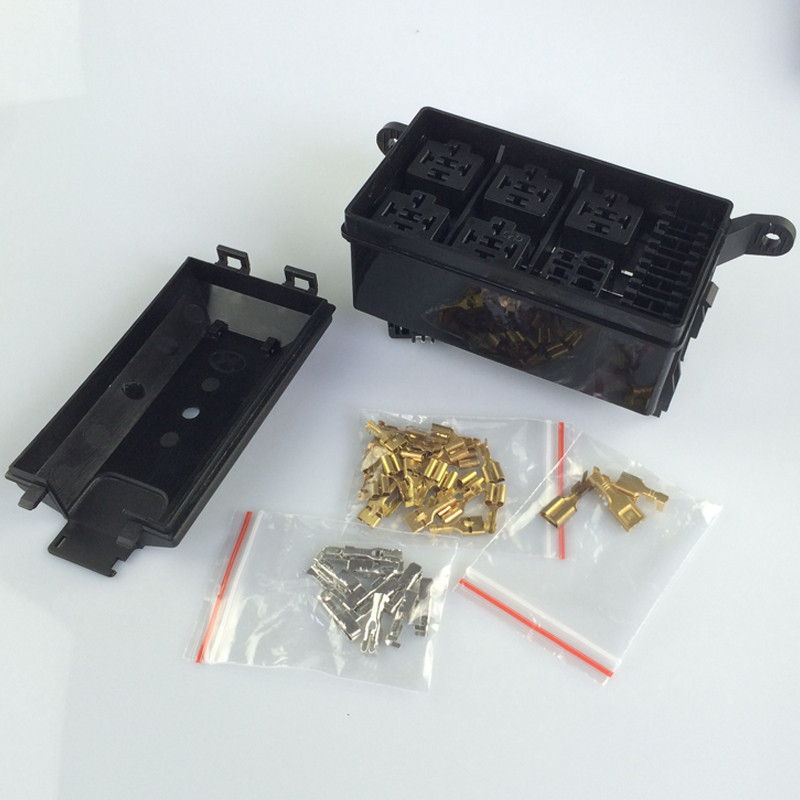 ALIANSHOP DC 12V Car Marine 6-Way Relay / 6 Slot Blade Fuse Holder Box Block / Mobil Relay 6 Way