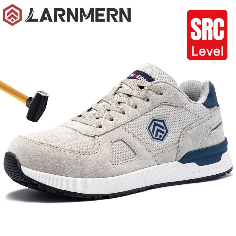 Safety Shoes LARNMERN Mens Sneakers Steel Toe Construction AntiStatic Work Shoes Pria L9096 Grey