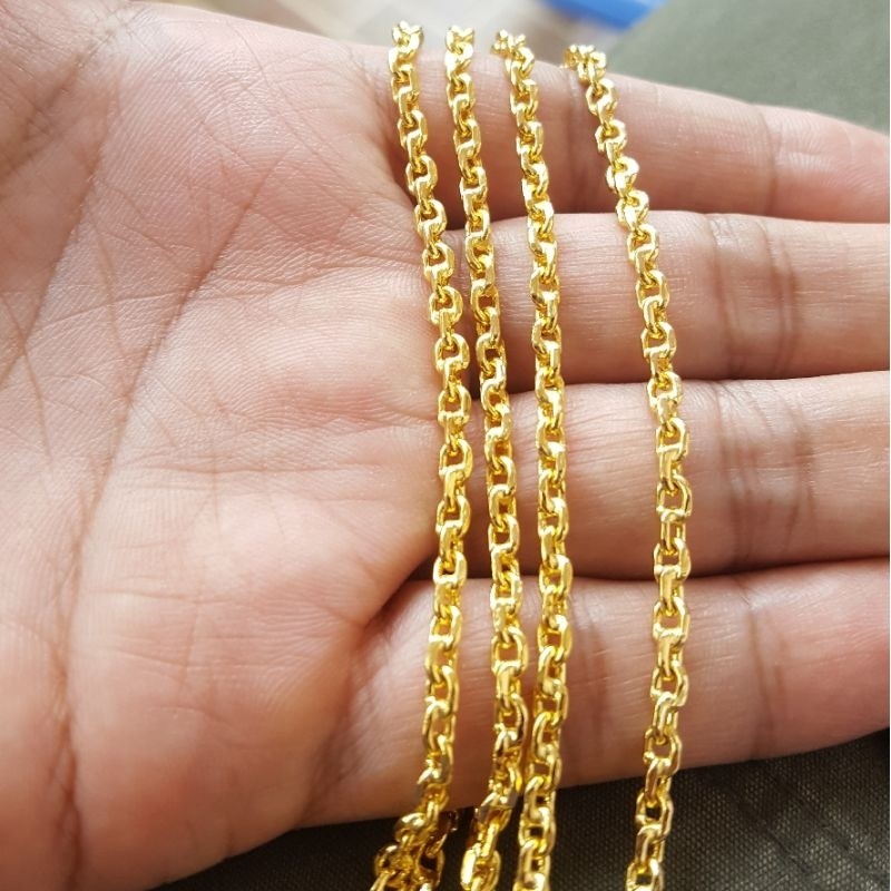 Kalung Rantai Nori Lapis Emas Asli Tebal 3mm Elegan