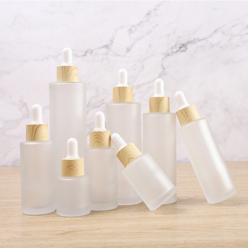 Frosted Lotion Bottle Dropper Essence Essential Oil Bottle Sample Sub Packaging Wooden Grain Circle 