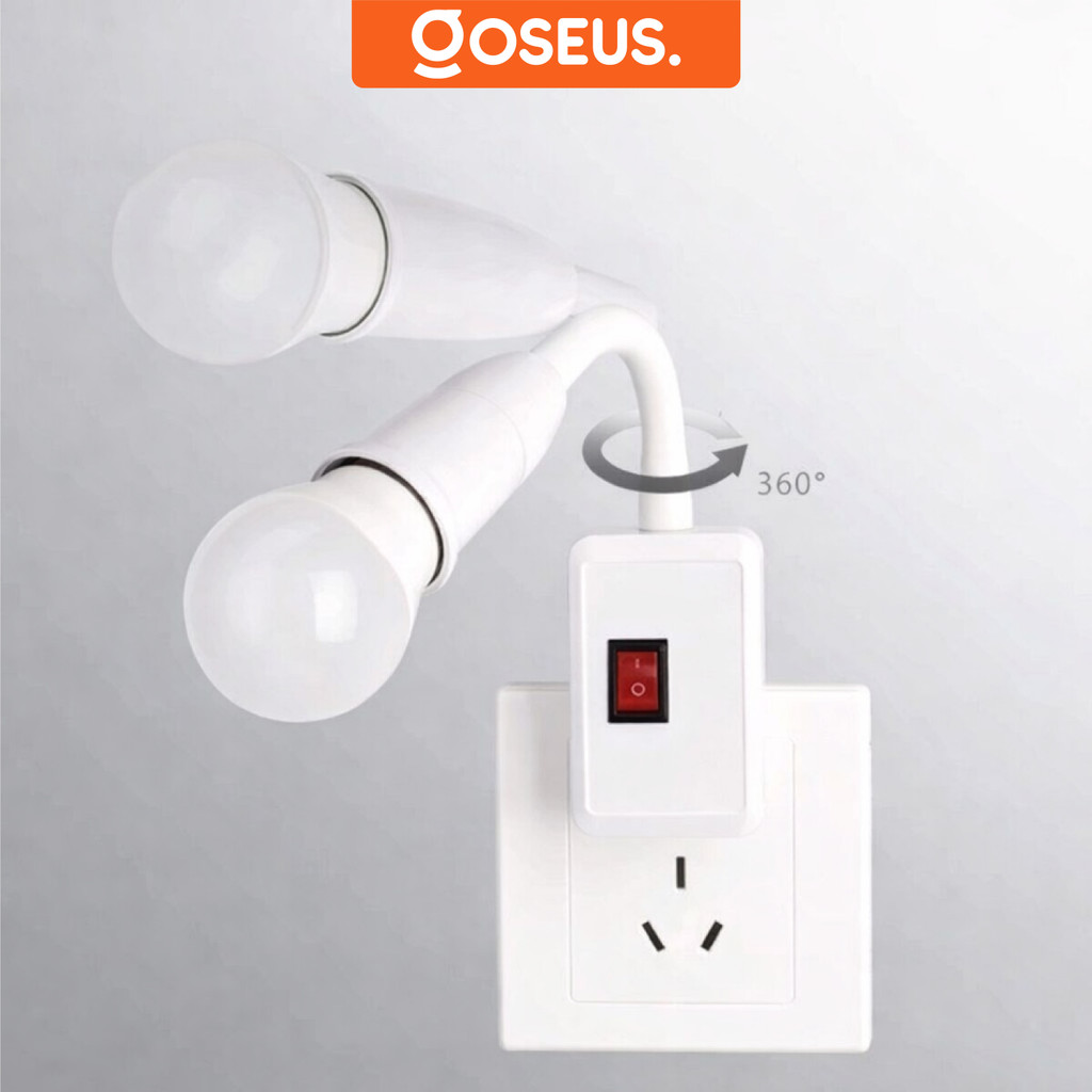 Fitting Lampu Fleksibel E27 Bohlam LED Colokan Dinding Lampu Tidur Belajar Switch On Off HM1146