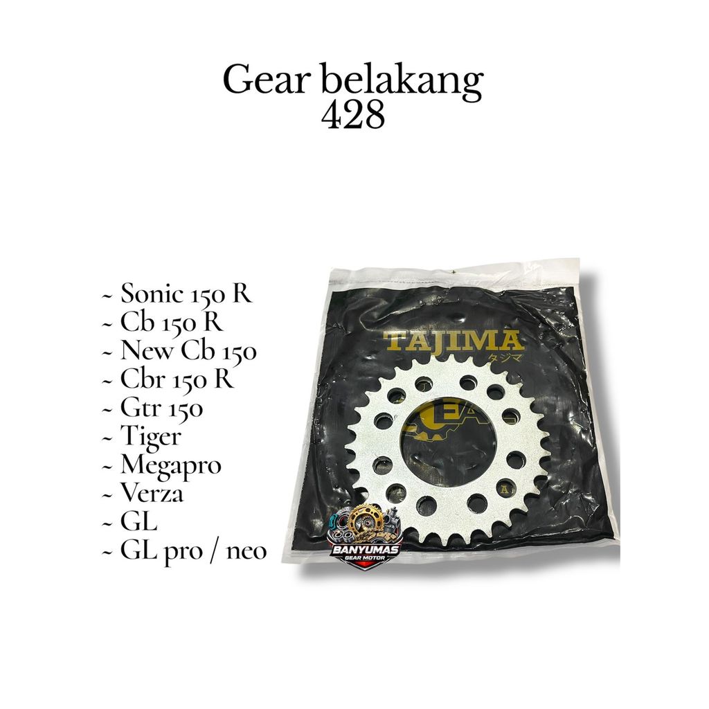 GEAR RACING BELAKANG 428 MEGAPRO TIGER  CB150R CBR150 VERZA SONIC GL CB NEW CB 150 BAUT 4 SUPRA GTR 