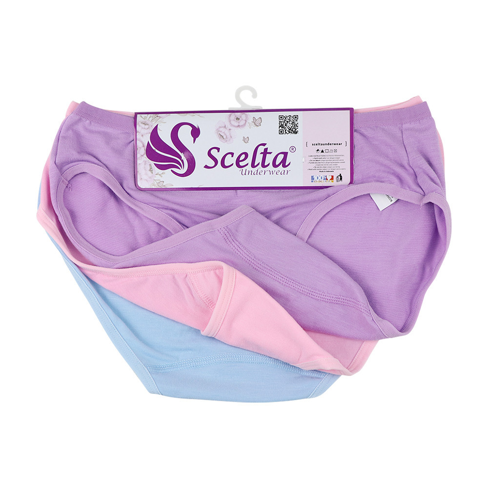 Scelta Munjuljaya 3Pcs Celana Dalam Scelta Wanita Basic Panty Nyaman Size M L XL XXL CD SC 421 MINI