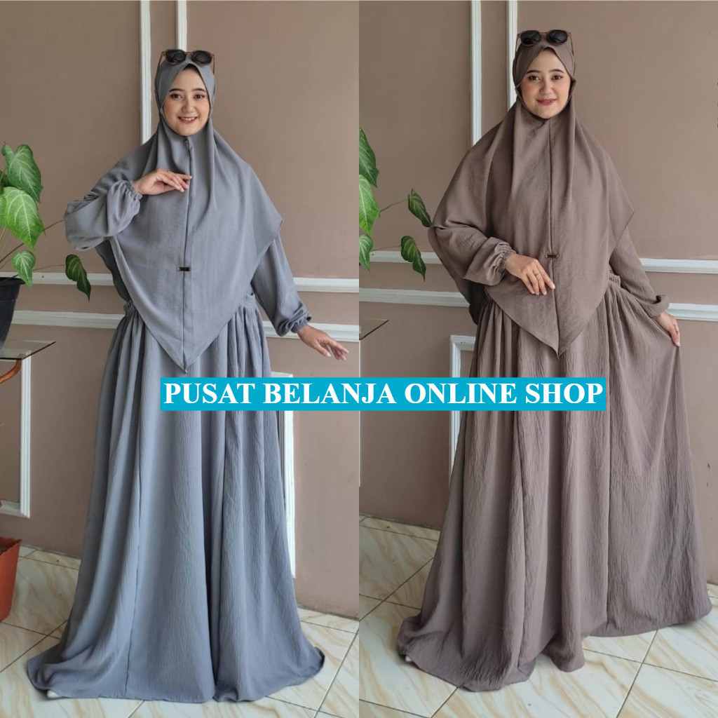 Baju Gamis Jumbo Sahira Syar'i Hijab Bergo Terbaru Kekinian Crinkel Airflow L XL XXL