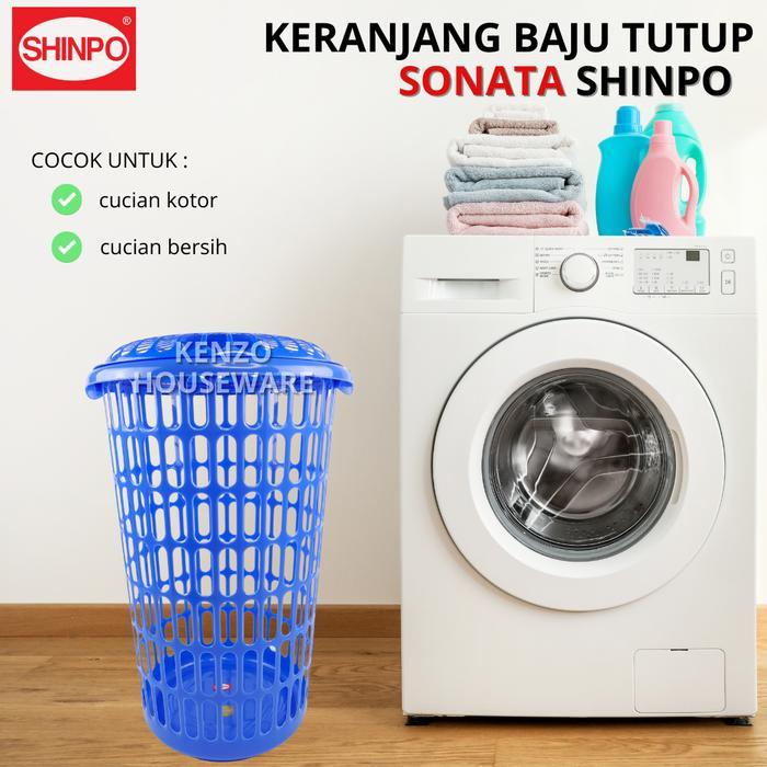 Keranjang Baju Kotor SONATA SHINPO Plastik Keranjang Laundry Plastik Tutup Jumbo - SONATA LARGE SHIN