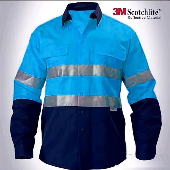OTRAHUM Baju Wearpack Kerja Safety Proyek Tambang K3 Biru Navy Orange Merah Turkis Kuning  Hivis Ref