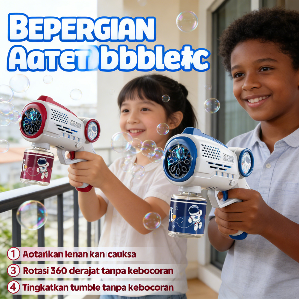Anak Besar Kado Space Balon Tembakan, Otomatis Sabun Mainan Cewek Cowok Astronot Pistol Bubble Gun