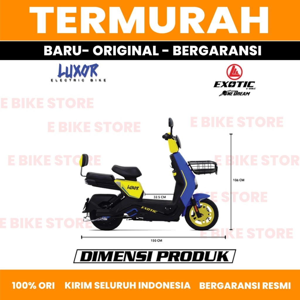 SEPEDA LISTRIK EXOTIC LUXOR BY PACIFIC TERMURAH TERBARU BERGARANSI RESMI ORIGINAL 500WATT