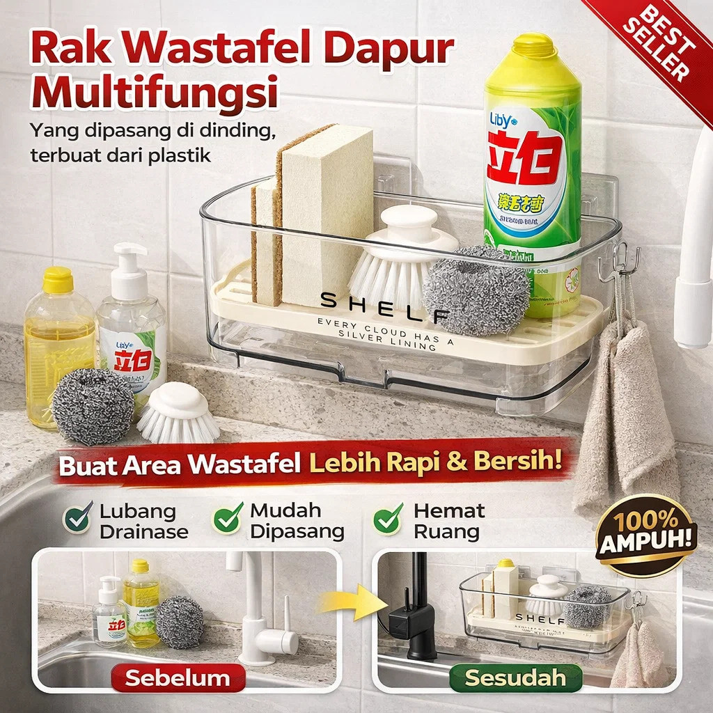Rak Dapur Multifungsi | Tempat Cuci Piring & Peniris Piring | Rak Penyimpanan Stainless Steel Anti K