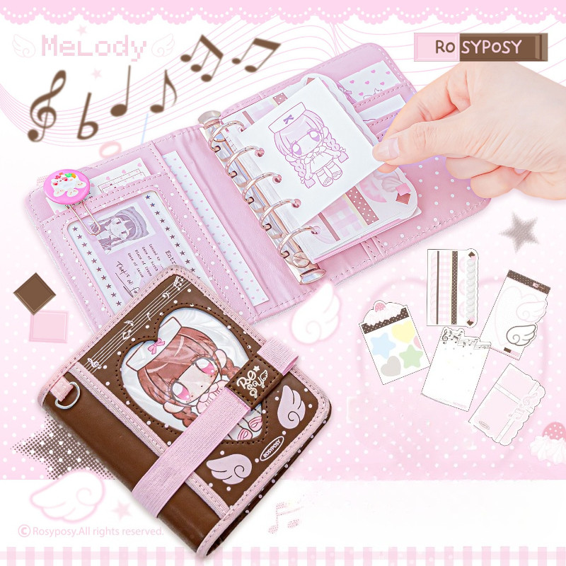 Cute M5 Size Binder Notebook INS Aesthetic Kawaii Cartoon Notebook Mini Ring Journal for Planning No
