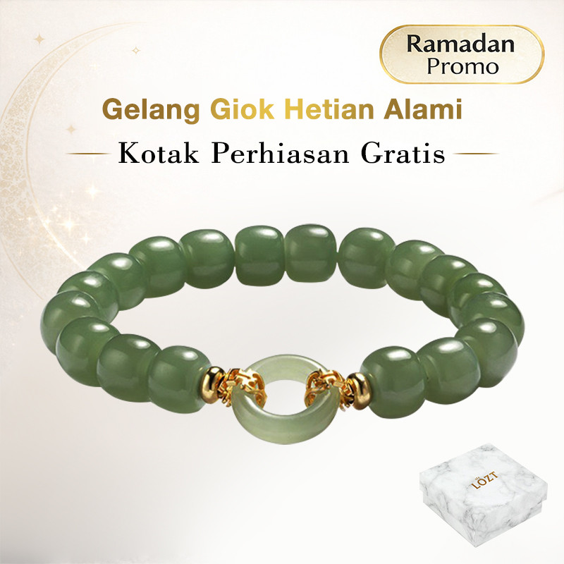 [Promosi Ramadan] Gelang Giok Hetian Alami Gelang Giok Hetian Asli Gesper Perdamaian  Aksesori Keber