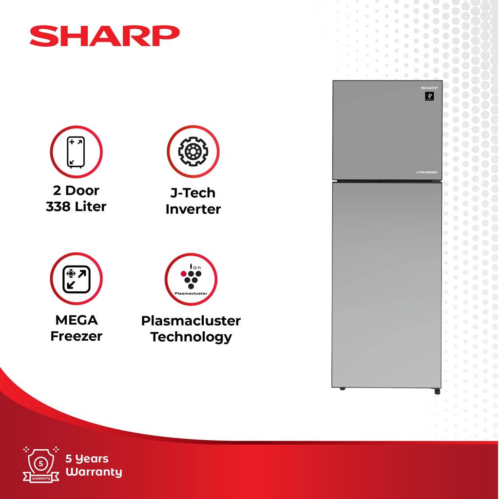 Sharp Kulkas 2 Pintu Invereter SJ-426GI-MS - Silver