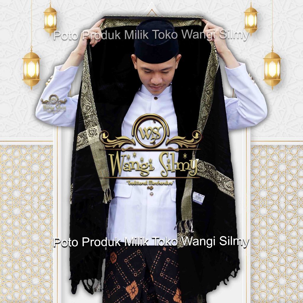 Promo Murah Sorban Kashmiri Asli India Hitam Garis Emas - Sorban Hitam - Sorban Kashmiri Hitam - Sor