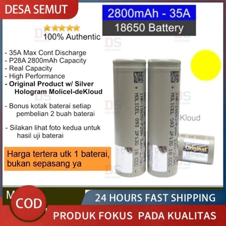 Authentic MOLICEL P28A 18650 Battery | baterai batre batere original