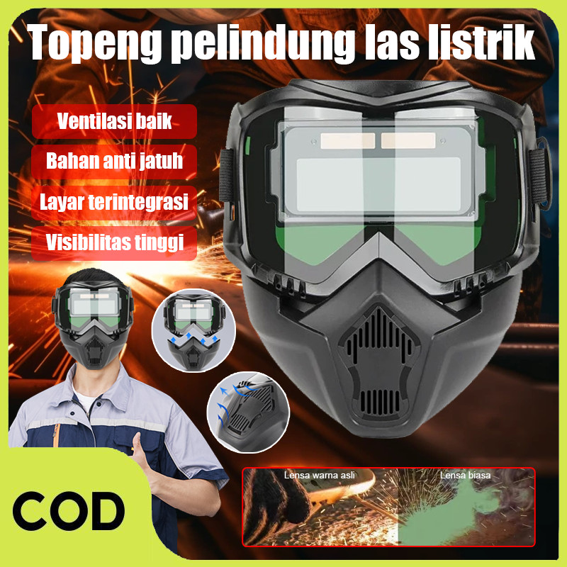 [COD] Helm Las Gelap Terang Dimming True Color Welding Mask Kacamata Topeng Las Listrik Full Wajah T