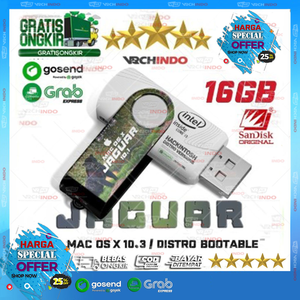 MacOS JAGUAR - Mac OS X 10.2 | Hackintosh for Komputer PC Dekstop / Laptop | 16GB Bootable Installer