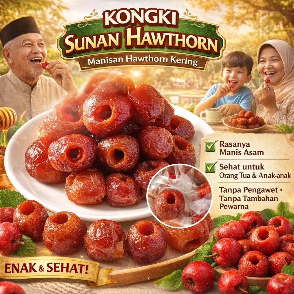 COD[Beli 1 Gratis 1]Hawthorn Kering 250g Freeze Dried 100% Buah Asli Kering Snacks/Non Biji Buah Haw
