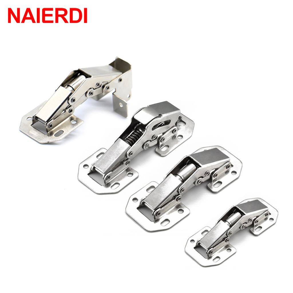 Engsel Kabinet NAIERDI 90 Derajat Tanpa Lubang Bor, Engsel Hidrolik Pintu Lemari, Penutup Lembut Den