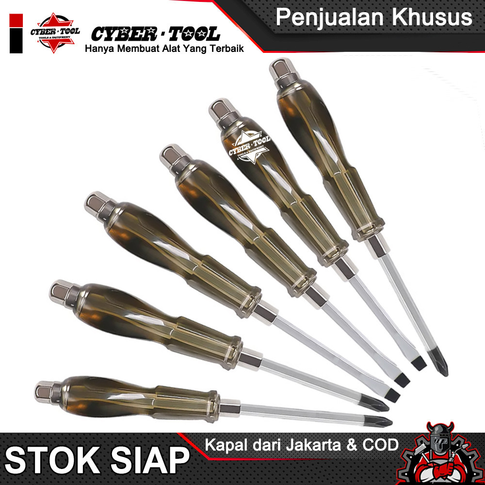 Obeng Ketok Set 6 Pcs Screwdriver Obeng Set Plus Minus