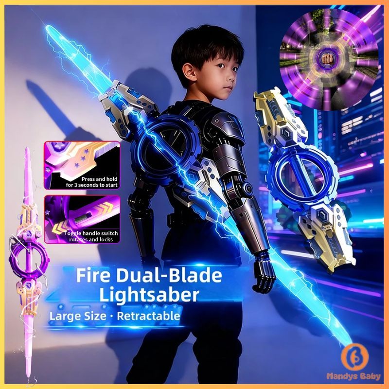 [Pengiriman Jakarta] Mainan Pedang 2 Warna Cahaya Dua Sisi Lengkap Dengan Charger / Mainan Pedang Be