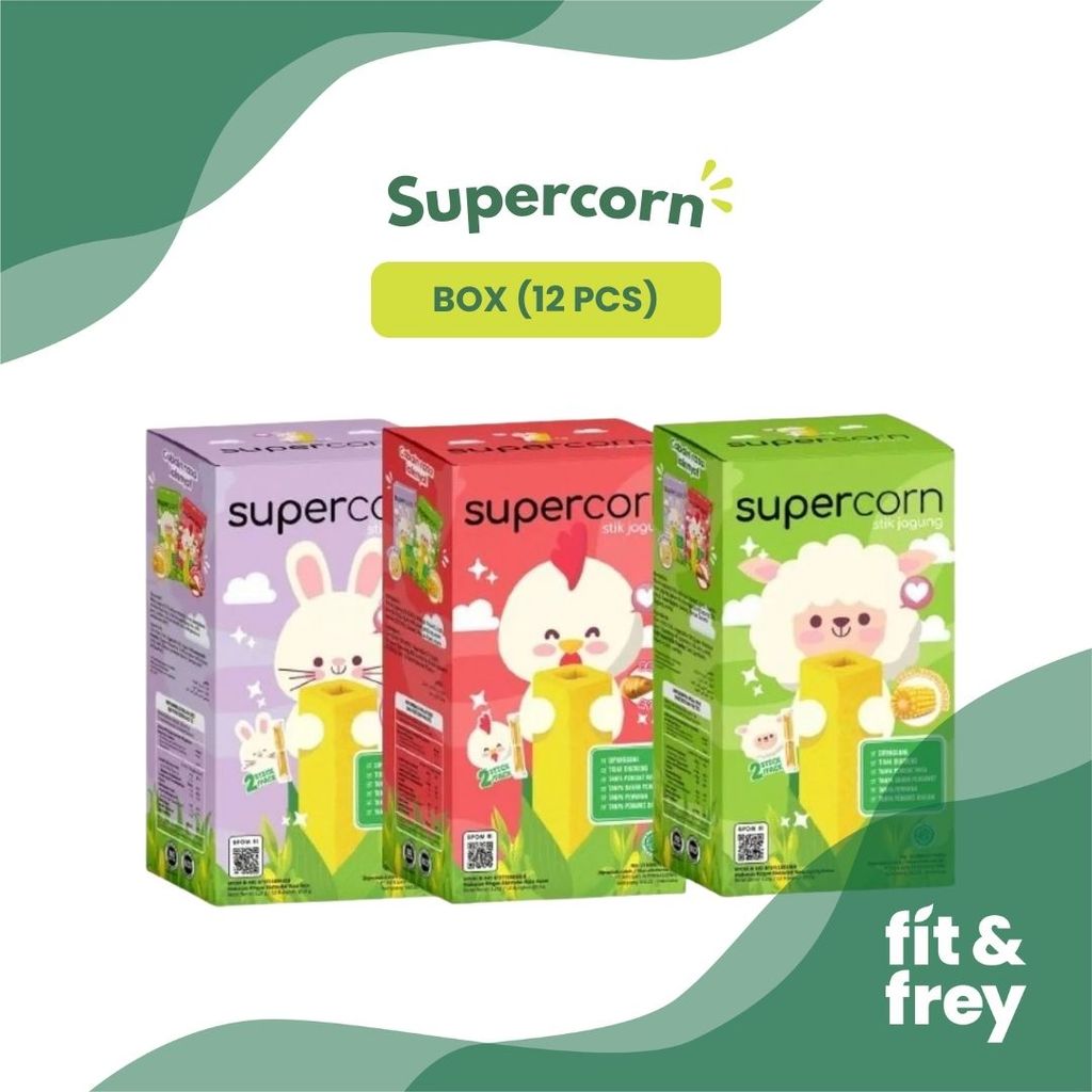 SUPERCORN Stik Jagung 10g (12pcs) - Cemilan Anak - Snack Sehat Non MSG Halal - Super Corn