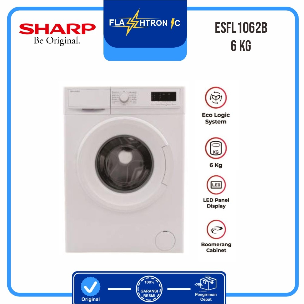 MESIN CUCI SHARP FRONT LOADING ESFL1062B / ESFL-1062B / ESFL1062 (1 TABUNG / 6 KG) GARANSI RESMI
