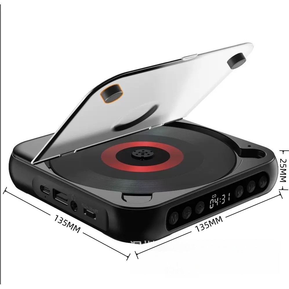 BluetoothCompatible CD Player LCD Screen Car CD Player AB Repeat 1200 MAh Battery Friend Family Stud