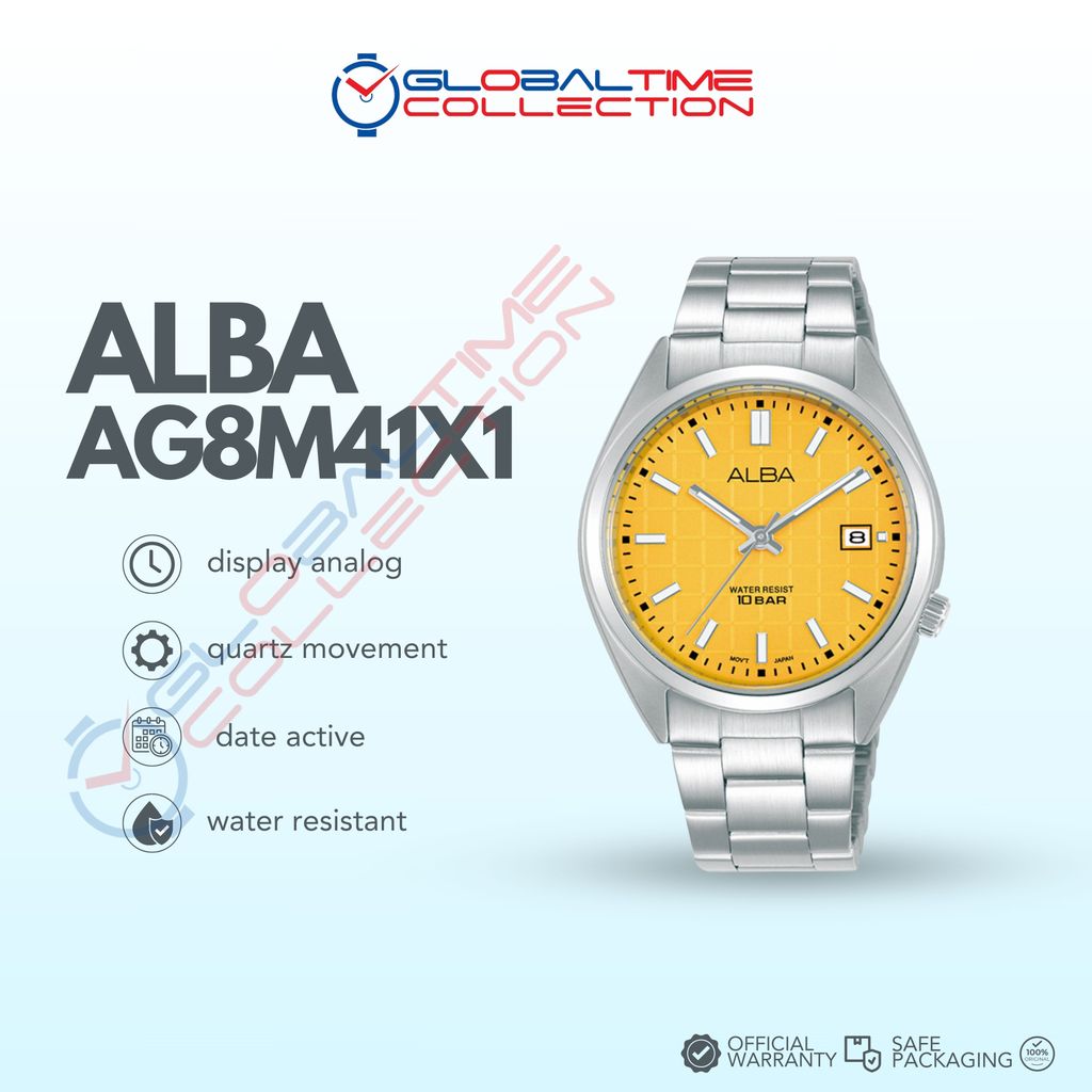 Alba Active AG8M41X1 Tangerine Gelato Series Yellow Patterned Dial Stainless Steel Strap