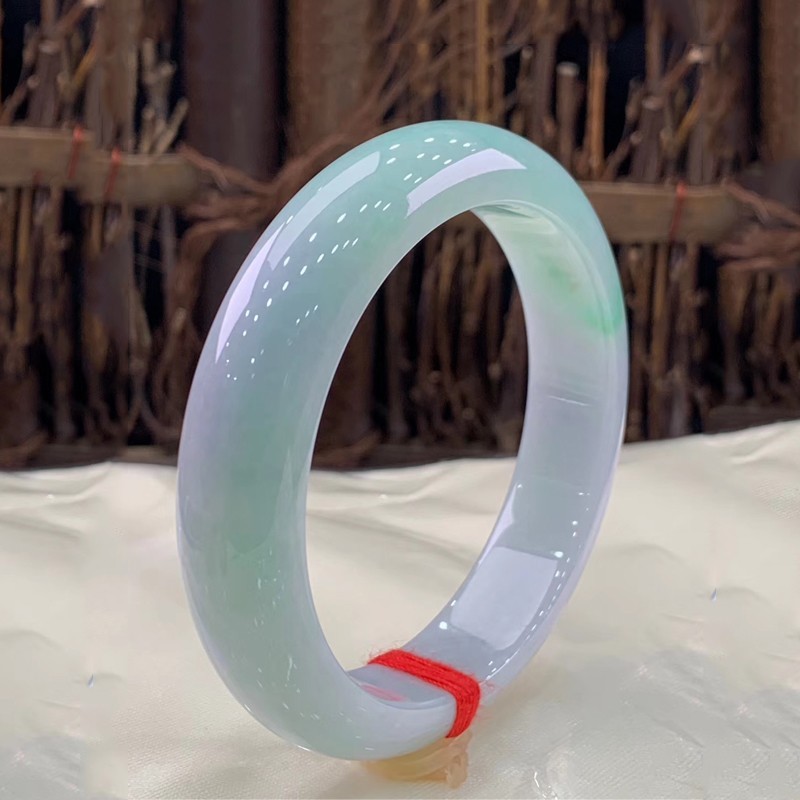 Gelang Giok Tipe Ice-Waxy Tipe Waxy Hijau Cerah Hijau Muda Gelang Giok Lingkaran Reguler Gelang Batu