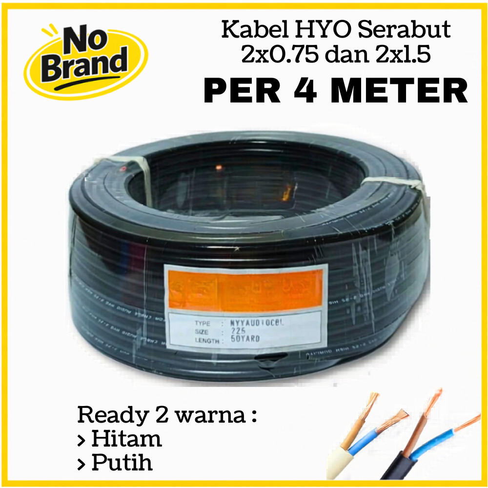 (PER 4 METER) Kabel HYO Serabut 2x0,75mm dan 2x1,5mm - Pesonacom Kabel Audio Listrik Cable Warna Put