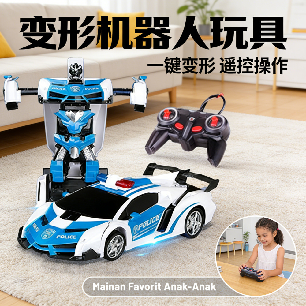 TRANSFORMING ROBOT MOBIL KONTROL AUTOBOT REMOT DEFORMATION CAS BATERAI ROBOT JADI ROBOT REMOT CAR MO