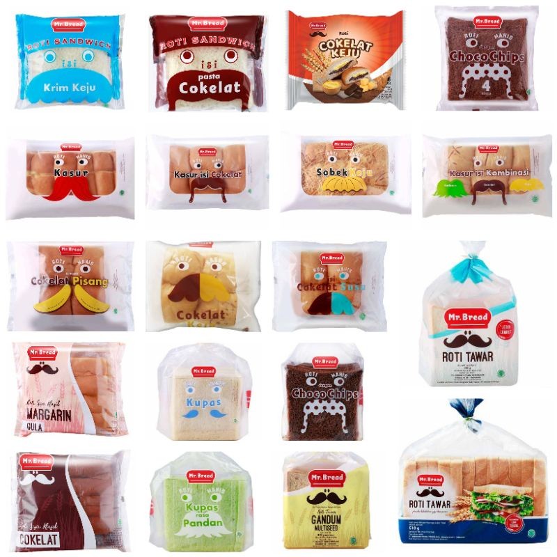(kirim instant) Mr. Bread aneka roti tawar kupas pandan gandum manis sobek kasur coklat keju srikaya