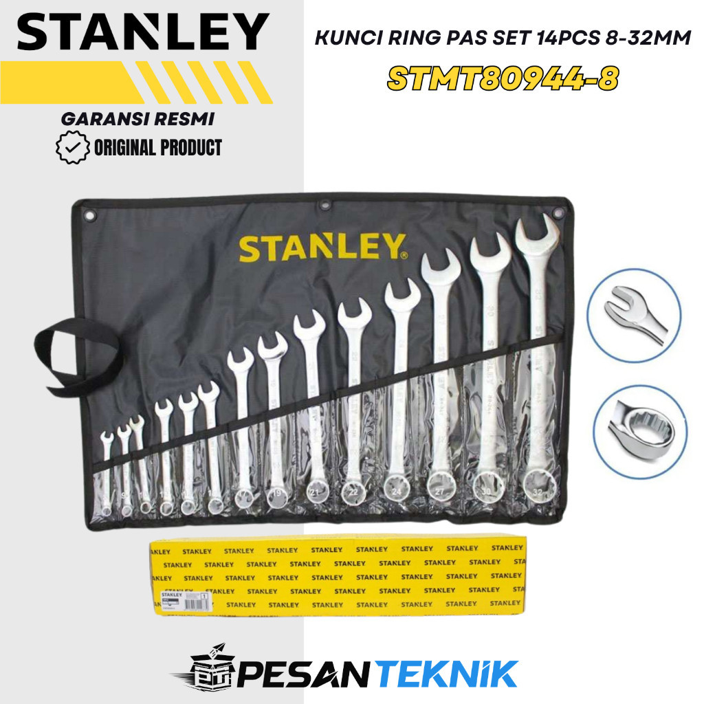 Stanley Combination Wrench Set Kunci Ring Pas Set 14 Pcs STMT80944-8