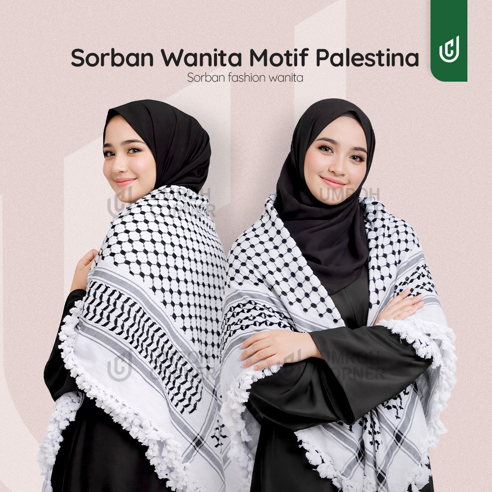 Sorban Wanita Fashion Motif Palestina - Surban Rumbai Arab Perempuan Murah Grosir Souvenir