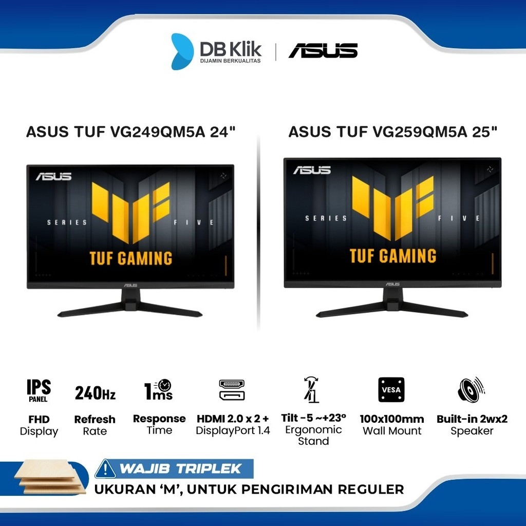 Monitor Gaming ASUS TUF VG249QM5A 24" | VG259QM5A 25" FHD IPS 240Hz 0.3ms AMD FreeSync + NVIDIA G-Sy