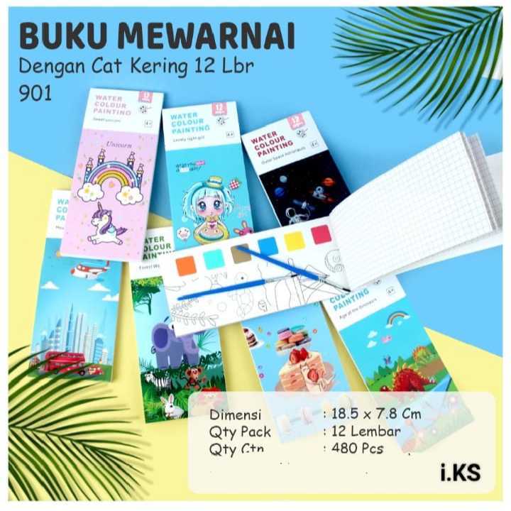 Buku Cat Air / Buku Cat Mewarnai / Buku Mewarnai / Watercolor Painting Book Coloring