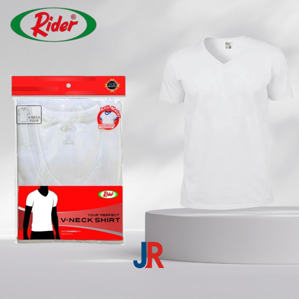 SYAZIAS Kaos Putih Polos Rider Pria Kerah V Tipe R222V