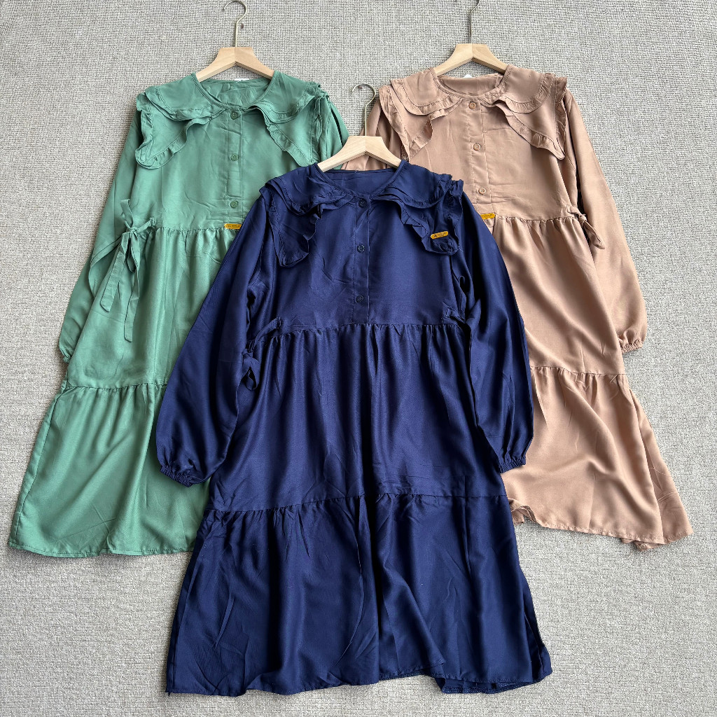 ARUMI Tunik Rayon Twill Premium Ruffle Tali Samping - Tunik Rayon Busui Friendly