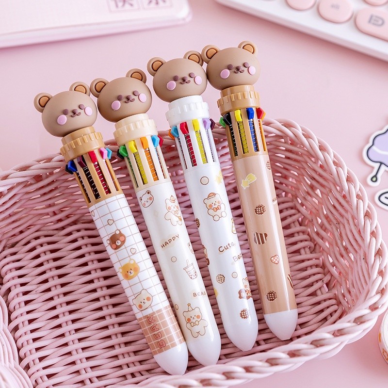 PULPEN KARAKTER BONEKA BERUANG 10 WARNA / PULPEN WARNA WARNI