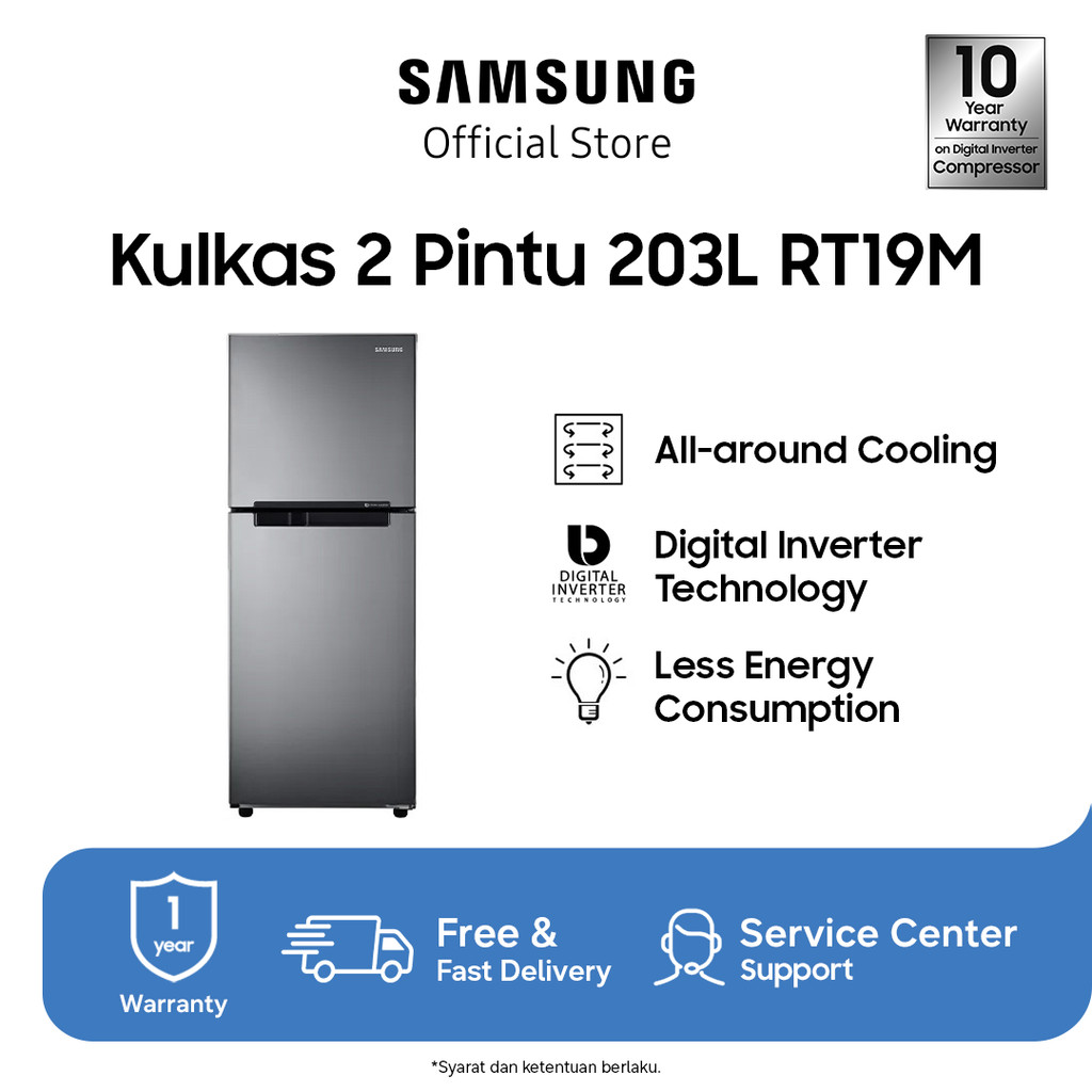 Samsung RT19M300BGS Kulkas 2 Pintu - Grey Silver