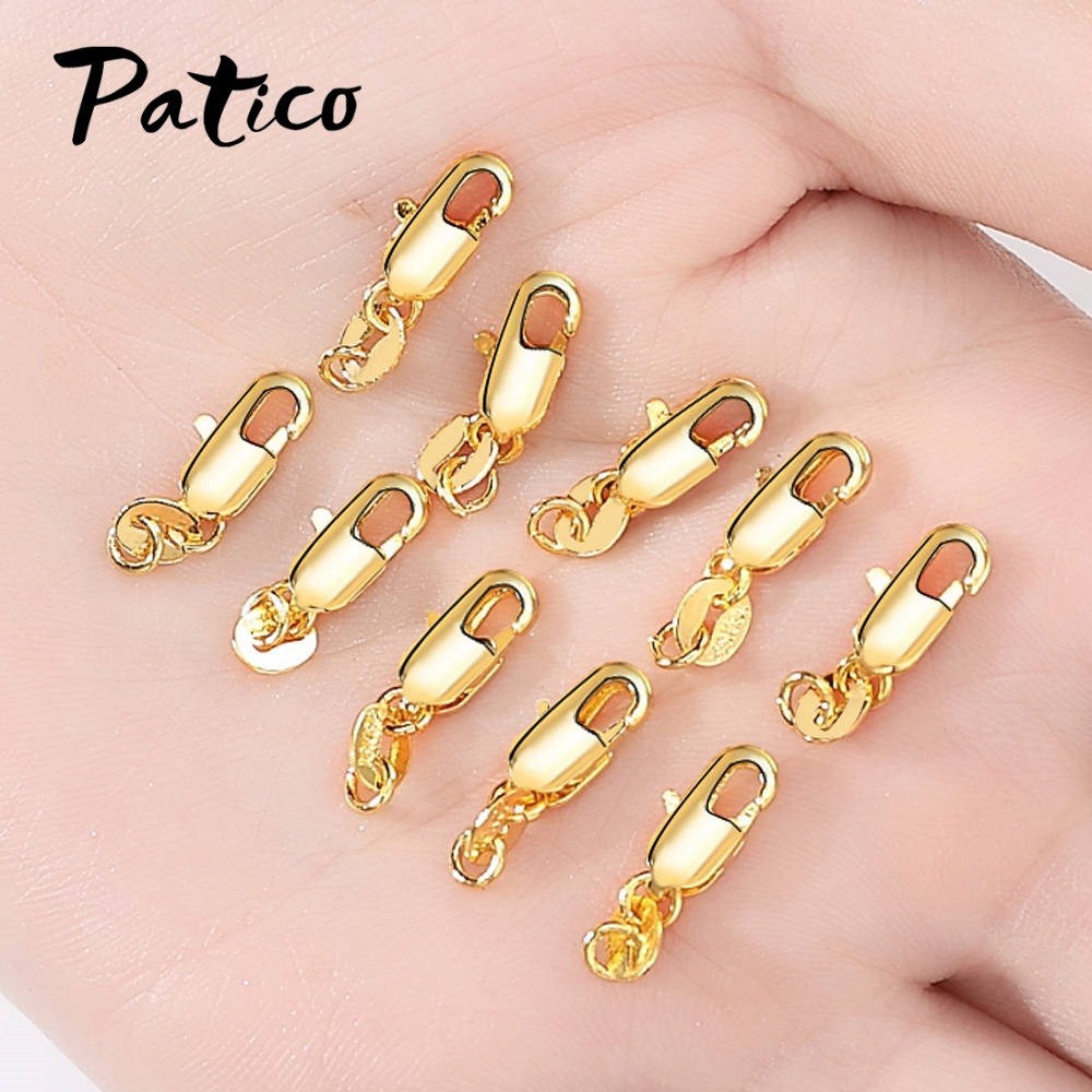 Grosir 10pcs/lot 925 Sterling Silver Gold Hooks Lobster Clasps Aksesoris Pembuatan Perhiasan DIY Bua