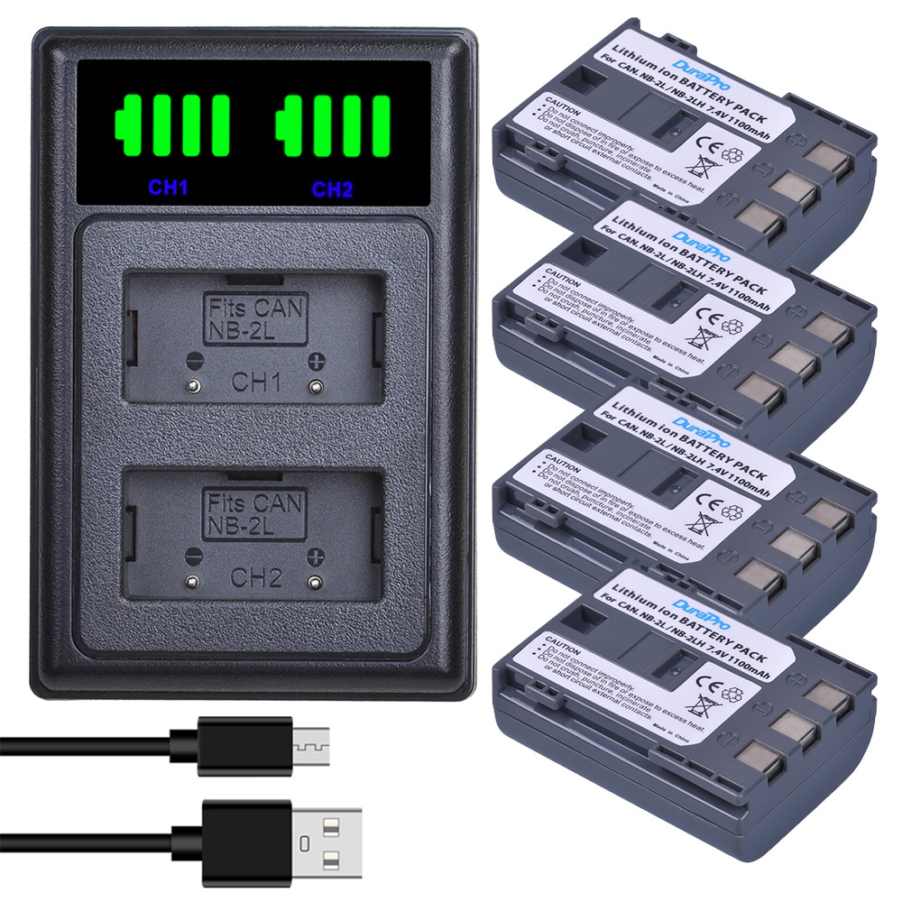 DuraPro NB-2L NB-2LH NB 2L 2LH NB2L Camera Battery + Charger for Canon EOS 400D S80 S70 S50 S60 350D
