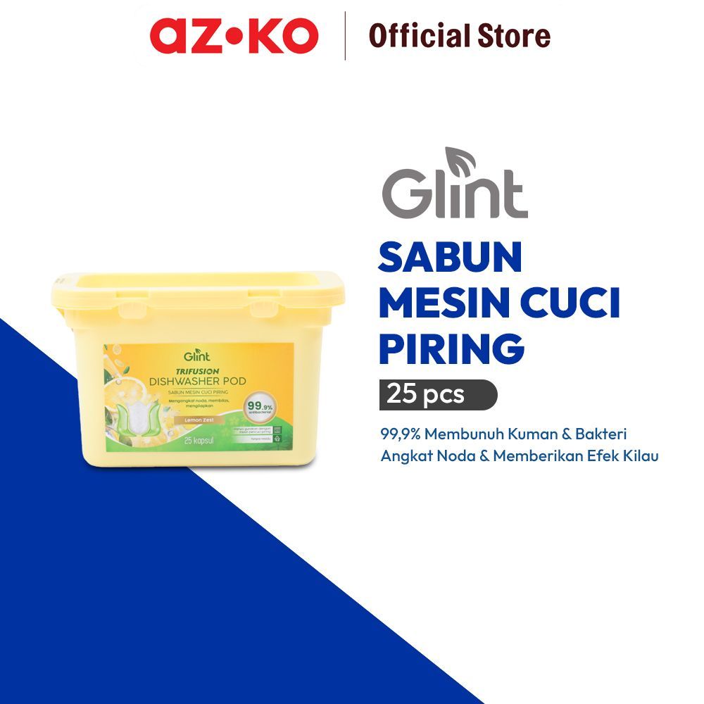 AZKO Glint Set 25 Pcs Lemon Zest Sabun Kapsul Mesin Cuci Piring - Kuning Eating Utensils Liquid Clea